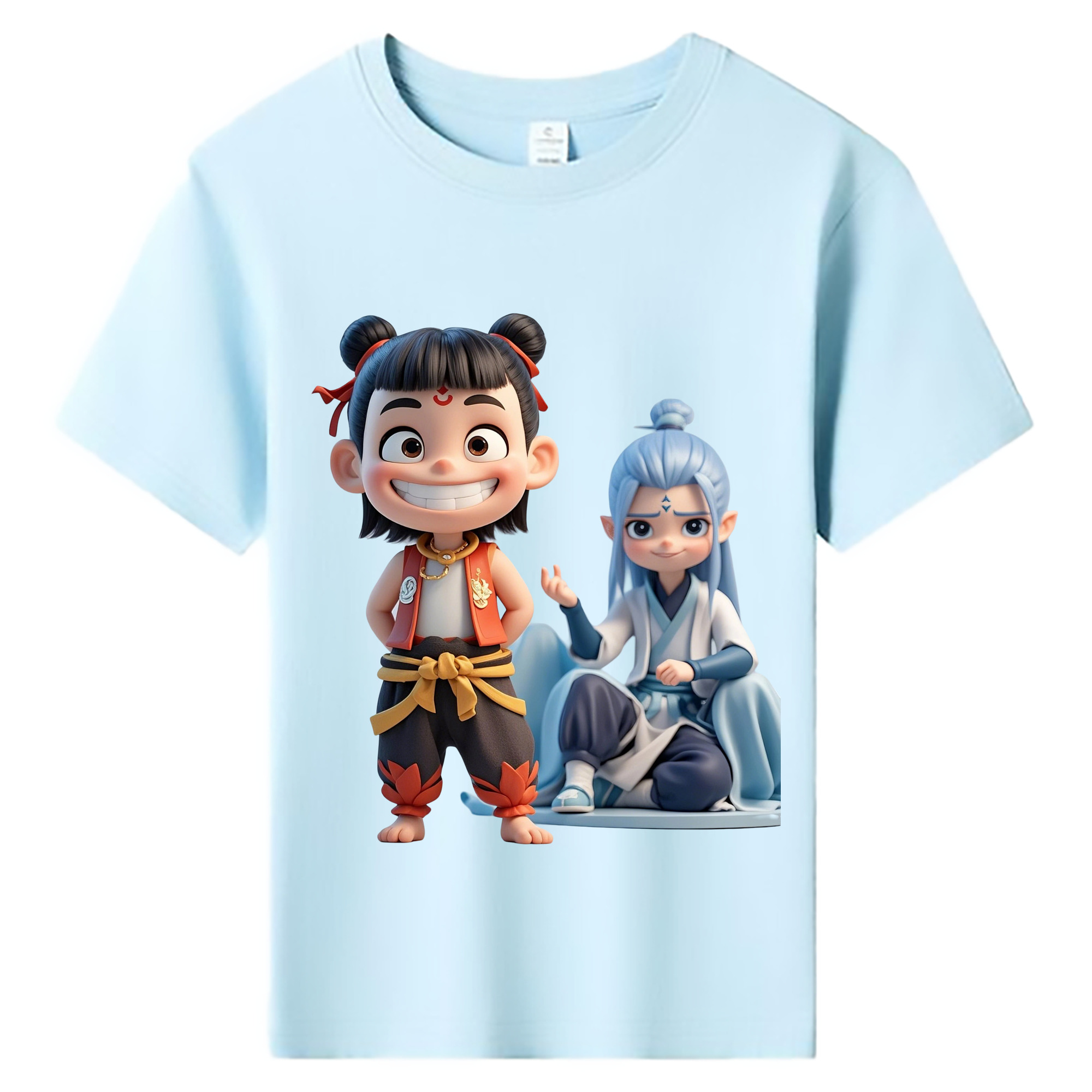 （画像用） Ne Zha 2 ナタ 魔童の大暴れ 綿100％キッズTシャツ（フロントプリント）